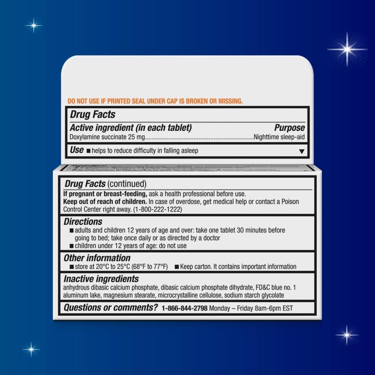 Unisom SleepTabs, Nighttime Sleep-aid, Doxylamine Succinate, 80 Tablets - Image 2