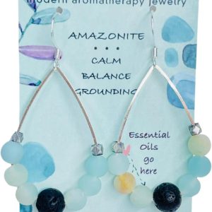 Lava Rock Earrings - Handmade in the USA - Essential Oil Diffuser Earrings for Women - Calming Earrings for Women - Crystal Lava Rock Jewelry Aromatherapy Earrings - Relaxation Gifts for Women