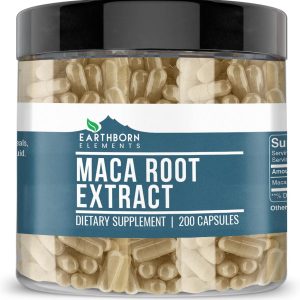 Earthborn Elements Maca Root Extract 200 Capsules, Pure & Undiluted, No Additives