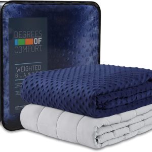 Degrees of Comfort Coolmax Weighted Blanket with Washable Cover Twin Size | 1 x Cozyheat Minky Plush Cover Included, Micro Glass Beads Technology | 48x72 12 lbs Navy