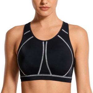 SYROKAN Full Coverage Plus Size Sports Bras for Women High Support Racerback Padded Bras for Women No Underwire