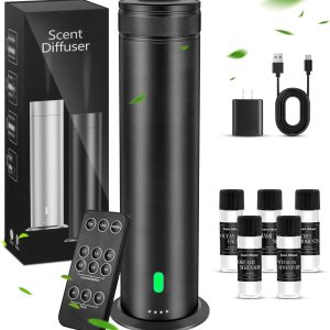 Waterless Scent Diffuser Starter Kit - Suitable for Home and Hotel Series Air Diffuser, 800 Square Inches of Coverage, 7 Kinds of Scented Essential Oils, Remote Control, Atomizer Core Black