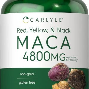 Carlyle Maca Root | Powder Capsules for Women & Men | 4800 mg | 180 Count | High Potency Extract | Non-GMO & Gluten Free Supplement