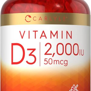 Carlyle Vitamin D3 2000IU Softgels | 400 Count | Non-GMO, Gluten Free Formula | 50 mcg | Vitamin D Supplement