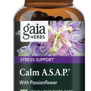 Gaia Herbs Calm A.S.A.P. Stress Support Supplement - with Skullcap, Passionflower, Chamomile, Vervain, Holy Basil & More to Support a Natural Calm - 60 Vegan Liquid Phyto-Capsules (20-Day Supply)