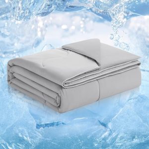 Cozy Bliss Cooling Comforter King Size, Reversible Cooling Blanket for Hot Sleepers and Night Sweats, Q-Max 0.4 Breathable Summer Comforter Quilt, Lightweight Soft Silky Smooth, Cool Grey