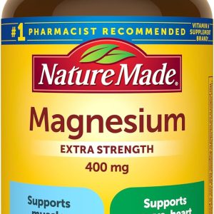 Nature Made Extra Strength Magnesium Oxide 400 mg, Magnesium Supplement for Muscle, Nerve, Bone and Heart Support, 110 Softgels, 110 Day Supply