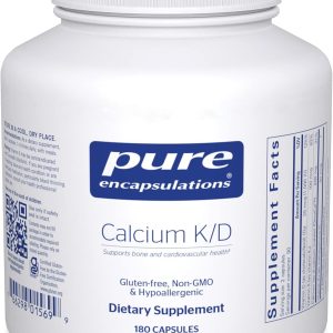 Pure Encapsulations Calcium K/D | Supplement for Bone Strength, Immune System, Colon, and Cardiovascular Health* | 180 Capsules