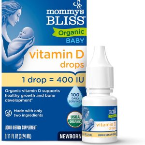 Mommy’s Bliss Organic Vitamin D Drops - Infants and Newborns - Supports Growth and Bone Development - Easy Use - 400 IU Per Drop - 100 Daily Servings