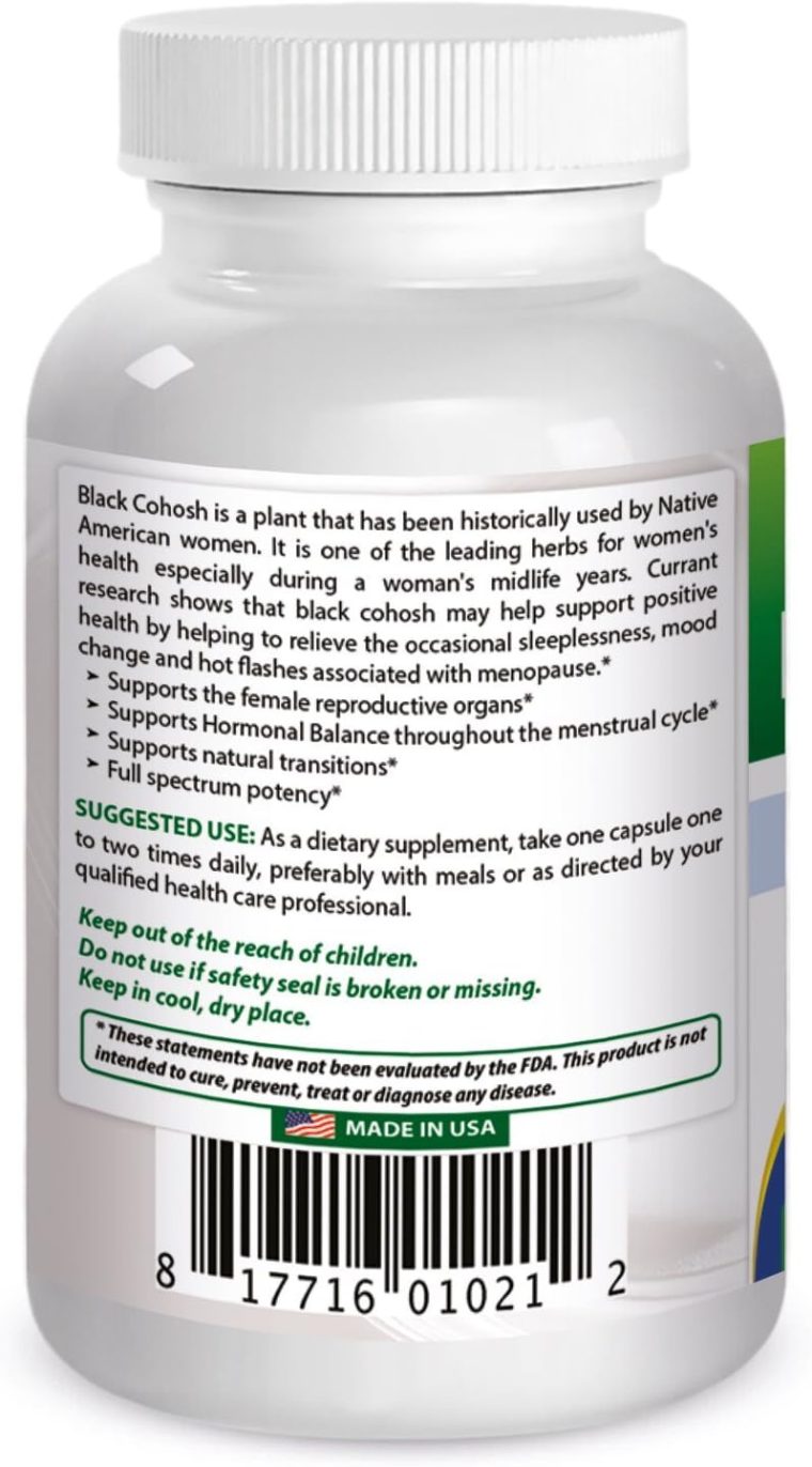 Best Naturals Black Cohosh 540 mg 120 Capsules - Image 3
