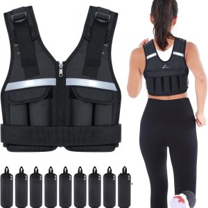 Adjustable Weighted Vest Weights Set: Sportneer 2-18 lbs/2-40 lbs Body Weight Vests 16 In 1 Fast Adjust Running Vest for Men Women Gym Home Workout Fitness Strength Training 2-18/40 lbs Removable