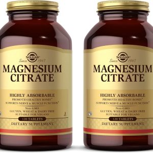 Solgar Magnesium Citrate - 120 Tablets, Pack of 2 - Promotes Healthy Bones, Supports Nerve & Muscle Function - Highly Absorbable - Non-GMO, Vegan, Gluten Free, Kosher - 120 Total Servings