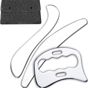 Feelfree Sport 3 in 1 Muscle Scraper Tool-Gua Sha Scraping Tool Physical Therapy Massage Tool-Soft Tissue Mobilization for Back, Legs, Arm (A+D+S), Silver