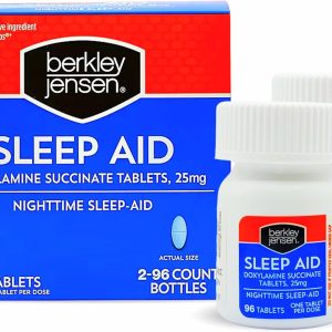 berkley jensen Sleep Aid (192 Tablets) - Doxylamine Succinate 25 mg Nighttime Sleeping Pills, Non Habit-Forming, Easy to Swallow Sleep-Aid