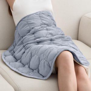 Wemore Weighted Lap Blanket 7lbs for Adults, Small Weighted Blanket for Travel, Calming, Relaxing, Napping and Sleeping, All-Season Weighted Lap Pad, Machine Washable, Light Grey 24x29 inches
