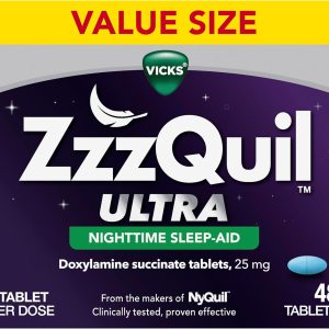 ZzzQuil ULTRA, Sleep Aid, Doxylamine Succinate 25mg, Sleep Aids for Adults, Nighttime Sleep Aid, 48 Tablets
