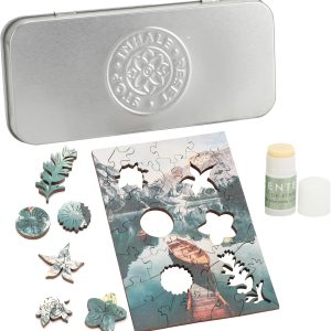 Scentered Wooden Jigsaw Puzzle & Aromatherapy Gift Set - Mindfulness Activity Puzzle for Stress Relief - Calm Jigsaw Puzzles - De-Stress: Calming Essential Oils Blend - Travel Size
