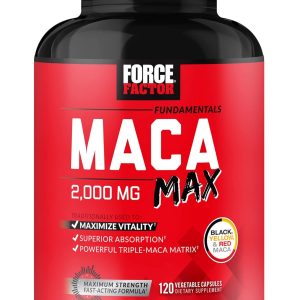 Force Factor Maca Max, Maca Root Capsules to Maximize Vitality & Performance, Made with Black Maca, Red Maca, & Yellow Maca Powder, Maca Root Powder, 2000mg, 120 Capsules