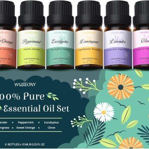Top 6 Natural Aromatherapy Oils Gift Set, Essential Oils for Diffusers Home, Fragrance Oil Scent for Candle Soap Making - Lavender, Peppermint, Eucalyptus, Lemongrass, Sweet Orange, Clove