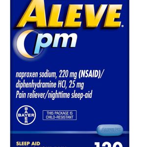 Aleve PM Sleep Aid Plus Pain Reliever Caplets, Naproxen Sodium & Diphenhydramine HCl, Nighttime, 120 Count