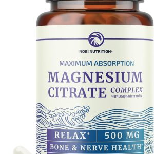 Magnesium Citrate Complex 500 MG for Constipation, Digestion, Calm & Relaxation Support | High Absorption Magnesium Supplement | Citrato de Magnesio | Non-GMO Soy-Free | 60 Mag Citrate Capsules