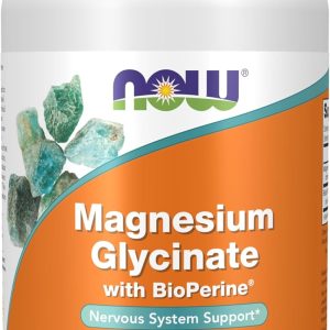 NOW Supplements, Magnesium Glycinate with BioPerine, 180 Veg Capsules