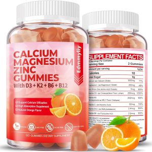 Sugar Free Calcium Magnesium Zinc Supplement Gummies with Vitamin D3 & B12 for Women and Men High Absorption Calcium Magnesium Supplement for Immune Support (120 Counts)