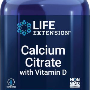 Life Extension Calcium Citrate with Vitamin D, Super-absorbable Calcium to Support Optimal Bone Health, Gluten-Free, Non-GMO, 200 Capsules