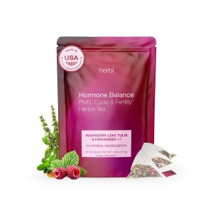 Organic Hormone Balance Tea for Women – Raspberry Leaf Tea with Fenugreek, Tulsi & Black Cohosh – Herbal Hormone Balance tea for PMS (Cramps, Mood, Bloating), PCOS, Ovulation & Fertility