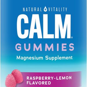 Natural Vitality Calm, Magnesium Citrate Supplement, Stress Relief Gummies, Supports a Healthy Response to Stress, Gluten Free, Vegan, Raspberry Lemon, 240 Gummies (Packaging May Vary)