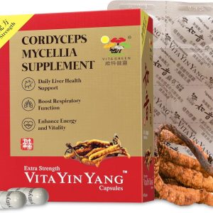 Vita Green Yin Yang Cordyceps Mycelium Herbal Supplement - Supports Respiratory Wellness, Energy, and Liver & Kidney Health - 60 Capsules