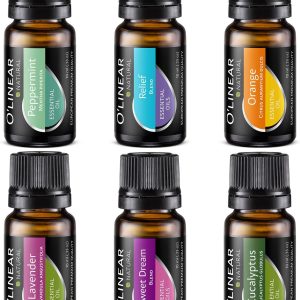 Essential Oils Set - 4 Oils & 2 Blends, Top 6 Essential Oils for Diffusers for Home, Relief, Serenity Dream Oil Blend Aromatherapy, Peppermint, Orange, Lavender, Eucalyptus Essential Oils