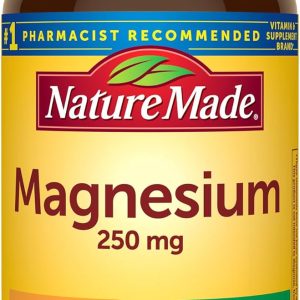 Nature Made Magnesium Oxide 250 mg, Magnesium Supplement for Muscle, Heart, Bone and Nerve Health Support, 100 Tablets, 100 Day Supply