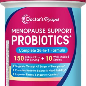 Doctor's Recipes Menopause Probiotic Supplements for Women, Black Cohosh for Menopause Hot Flashes, Probiotics, with Ashwagandha, Dong Quai, Supports Mood, Energy, Hormone Balance, 60 Capsules