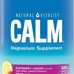 Natural Vitality Calm, Magnesium Citrate Supplement, Anti-Stress Drink Mix Powder, Gluten Free, Vegan, & Non-GMO, Raspberry Lemon, 16 oz