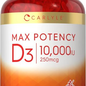 Carlyle Vitamin D 10000 IU 400 Softgels | Value Size | Max Potency | Non-GMO, Gluten Free Supplement