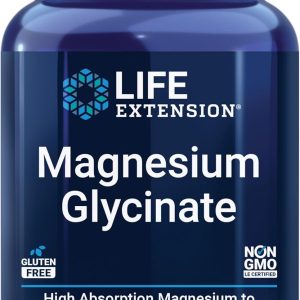 Life Extension Magnesium Glycinate, Heart Health, Bone Health, Nerve and Muscle Support, Highly absorbable, Gluten-Free, Non-GMO, Vegetarian, 90 Capsules