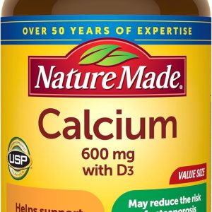 Nature Made Calcium 600 mg with Vitamin D3, Dietary Supplement for Bone Support, 220 Tablets (pack of 1)
