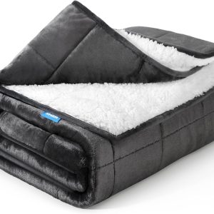 Weighted Blanket 15 lbs 60x80 inches, Sherpa Fleece Throw Blankets for Adult, Fuzzy Fluffy Soft Cozy Heavy Blanket for Couch Sofa, Plush Thick and Warm Winter Blanket Queen Size Bed