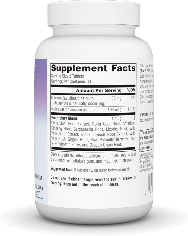 Planetary Herbals Wild Yam-Black Cohosh Complex Tablets, 120 Count - Image 2