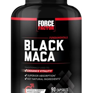 FORCE FACTOR Black Maca Root 1000mg, Vitality Supplement for Men with Black Pepper Extract for Absorption, Natural Maca Negra Extract, 90 Capsules