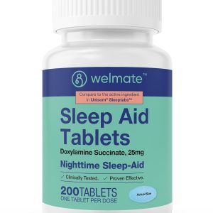 WELMATE | Nighttime Sleep Aid | Doxylamine Succinate 25 mg | for Adults & Children 12+ | 200 Tablets