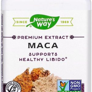 Nature's Way Maca Premium Extract, Supports a Healthy Libido*, Standardized to 0.6% Glucosinolates, Non-GMO Project Verified, 60 Vegan Capsules (Packaging May Vary)