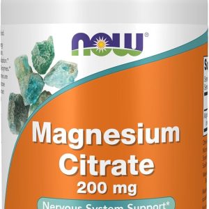 NOW Supplements, Magnesium Citrate 200 mg, Enzyme Function*, Nervous System Support*, 250 Count (Pack of 1)