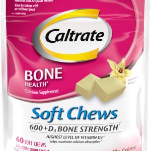 Caltrate Soft Chews 600 Plus D3 Calcium Vitamin D Supplement, Vanilla Creme - 60 Count