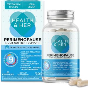 Health & Her Perimenopause Supplement for Women – The UK’s No.1 Perimenopause Supplement - Multi-Nutrient Wellbeing Support for Early Stage of Menopause, Vegan, Gluten-Free, Non GMO (60 ct - 1 Month)