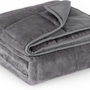 Uttermara Weighted Blanket 15 pounds Twin Size, Cooling and Warm Heavy Blanket for Adults All-Season with Warm Flannel and Cold Brushed Fabric Soft Breathable, 48"x72" Dark Grey