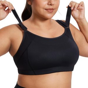 SYROKAN Front Adjustable Sports Bras for Women High Impact Wirefree Comfort No Bounce Support Workout Running Bra