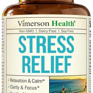 Stress Relief Supplement with 5HTP, Ashwagandha, Valerian, St John’s Wort, GABA, Chamomile & B-Vitamins - Promotes Relaxation, Sleep, Calm & Balanced Mood, Energy & Focus. Vegan, Non-GMO, 60 Capsules