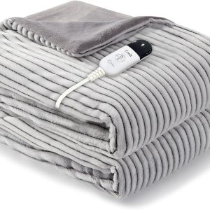 ZonLi Heated Weighted Blanket 15lbs, 60"x80" Queen Size, Weighted Electric Blanket for Adults, Heavy Blanket Fast Heating with 10 Levels, 9H Timer Setting, Soft Warm Flannel Washable with Glass Beads